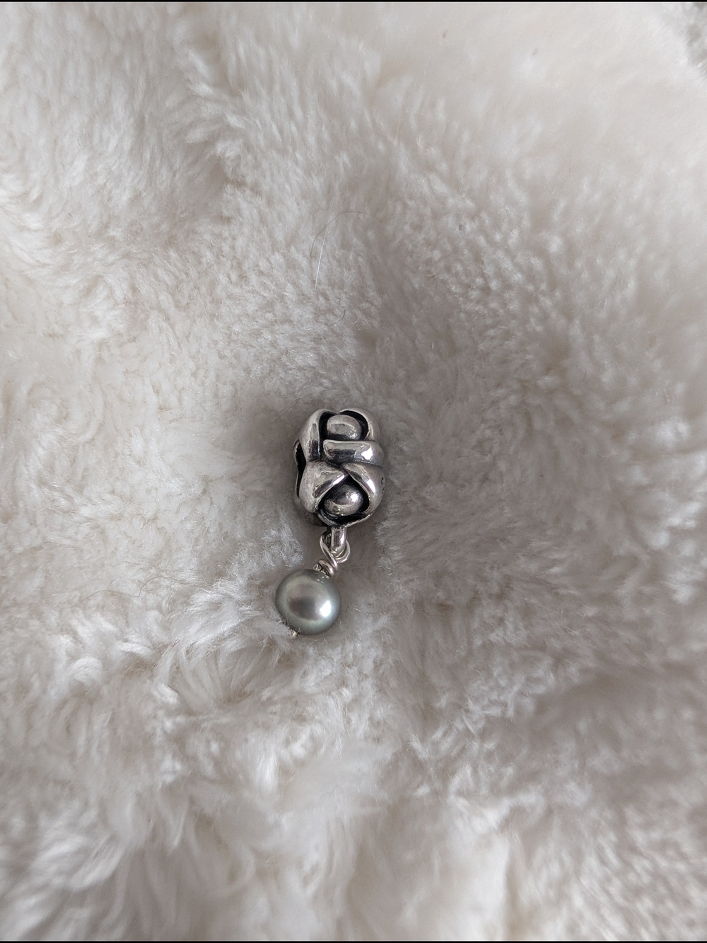 Pandora My Wish Grey Pearl Dangle Charm Style #790497GP